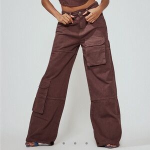 Pretty little thing brown cargo pants size 10